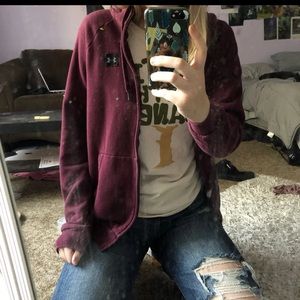 maroon under armour zip up hoodie